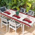 thumbnail image 2 of Valentine's Day Table Cloths for 8 Foot Rectangle Tables, Red Truck Love Heart Roses Romantic Floral Patio Waterproof Elastic Fitted Tablecloths, Washable Rectangular Table Cover for Camping, 2 of 8
