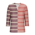 thumbnail image 4 of CYMMPU Women's Striped 3/4 Length Sleeve Summer Fall Swing Shirts V-Neck Tunic Tops Business Work Blouses to Wear with Leggings Vintage Elegant Blouse 2025 Clothes Hot Pink XXL, 4 of 6