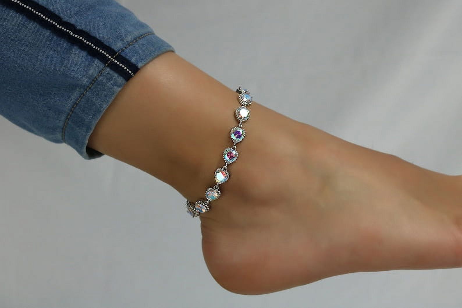 Kaash Customs Round Shape Adjustable Anklet Bracelet with Silver Plating Women Jewelry Gifts