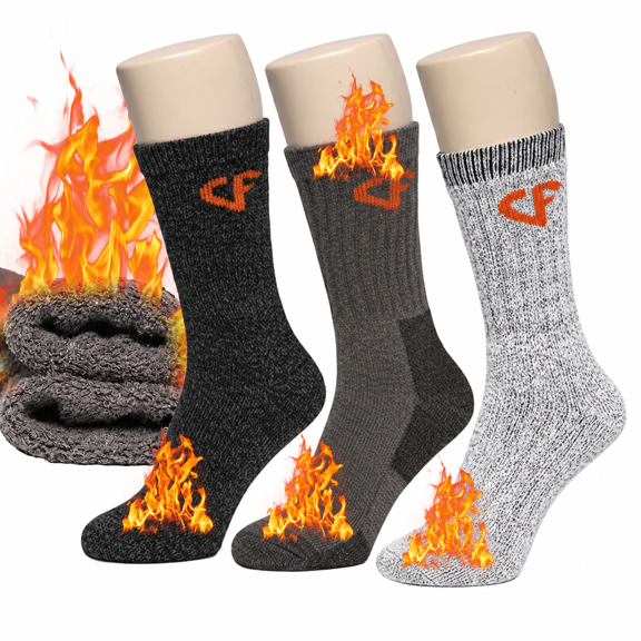 Comfello Men's Wool Thermal Insulated Crew Boot Socks - 3 Pairs