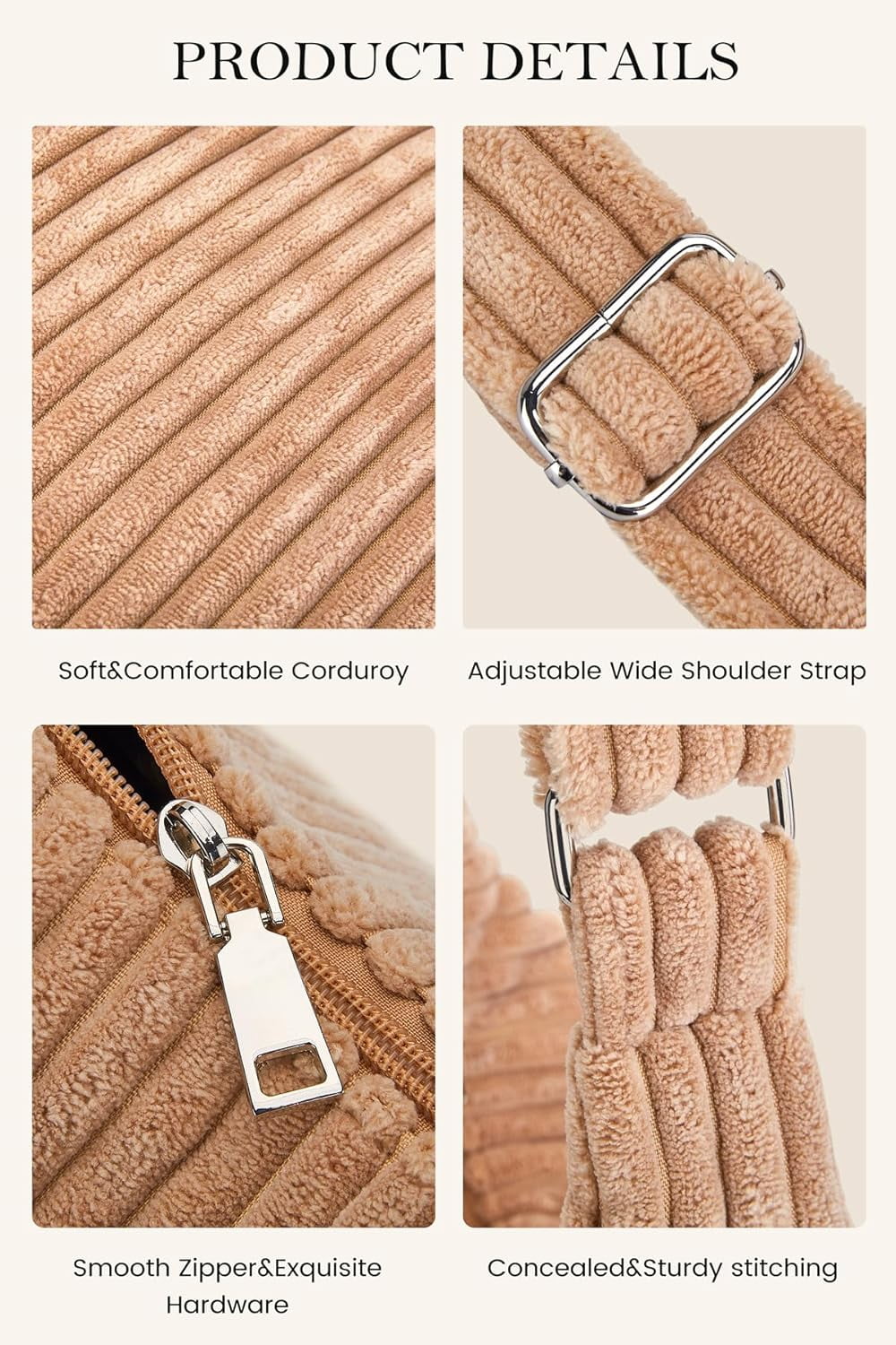 JennyShop Pretty Women Corduroy Hobo Bag, Hot Sale Adjustable Strap Shoulder Bag Crossbody Bag Casual Purse Tote Bag Handbag