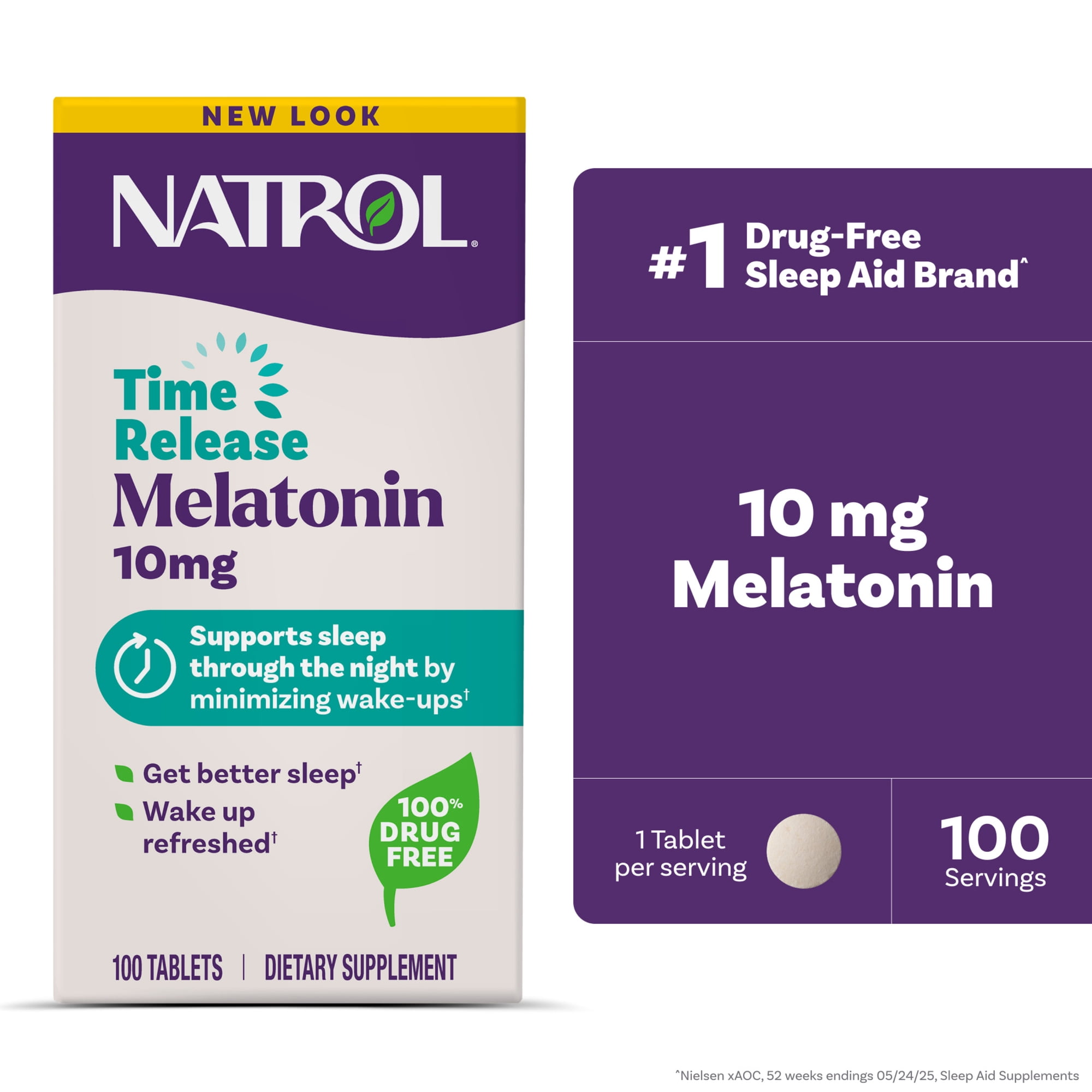 Natrol Melatonin 10 mg Time Release, Nighttime Sleep Aid, 100 Tablets