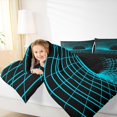thumbnail image 4 of Feelyou Futuristic Geometric Teens Bedding Comforter Set, Black Cyan Square Spiral Twin Comforter Sets, Rectangle Abstract Reversible Bedding Set, Super Cozy Room Decor, 2-Piece, 4 of 8