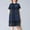 Dark, variant on USSUMA Womens Summer Dresses Summer Dress Short Sleeve Lapel Collar Loose Fit Maxi Dress Leisure Skirts Lightweight Skirt Birthday Up to 50% off Dark Blue Dress Size-S
