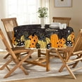 thumbnail image 2 of Halloween Tablecloth 60x60 Inch Round, Jack-O-Lantern Pumpkin Cobweb Scary Themed Black Washable Table Cover for Party Picnic Dinner Decor, 2 of 6