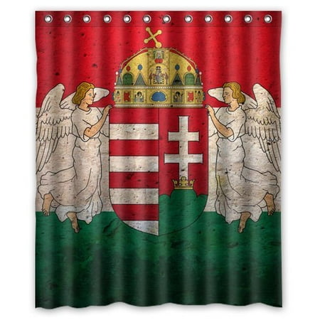 Hungarian Water - GreenDecor Flag Of Hungary Waterproof Shower Curtain Set with Hooks Bathroom Accessories Size 66x72 inches