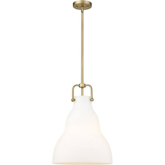 494-1S-BB-G591-14-LED-Innovations Lighting-Haverhill - 1 Light Pendant In Industrial Style-19 Inches Tall and 14 Inches Wide Brushed Brass Matte White