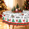 thumbnail image 2 of Duangreer Round Tablecloth, Cartoon Christmas Graffiti Print Waterproof Wrinkle Resistant, Table Cover for Family Party, Dining, Indoor and Outdoor, 60''Round, 2 of 6