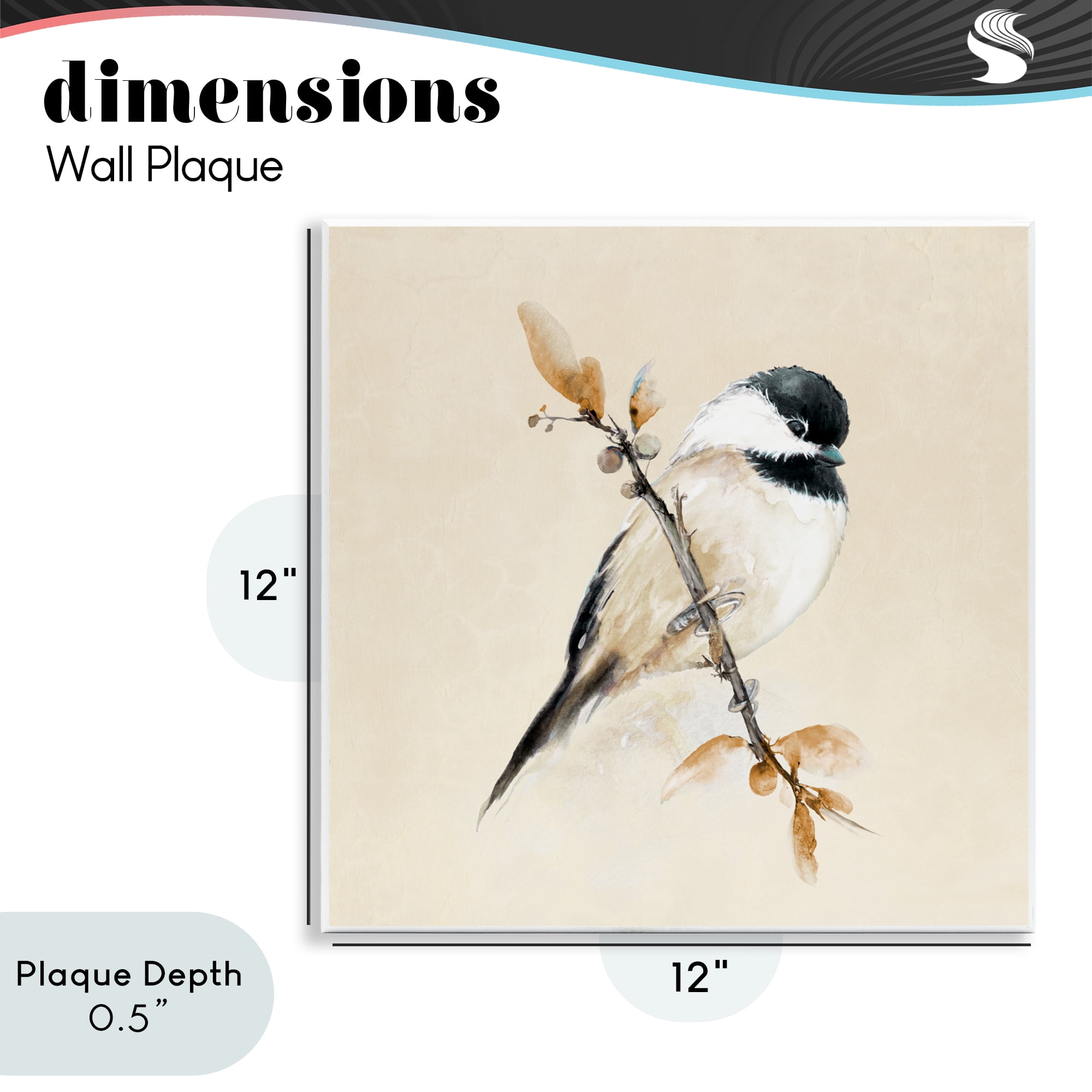 Stupell Industries Muted Watercolor Chickadee Wall Plaque Art, design by Diannart