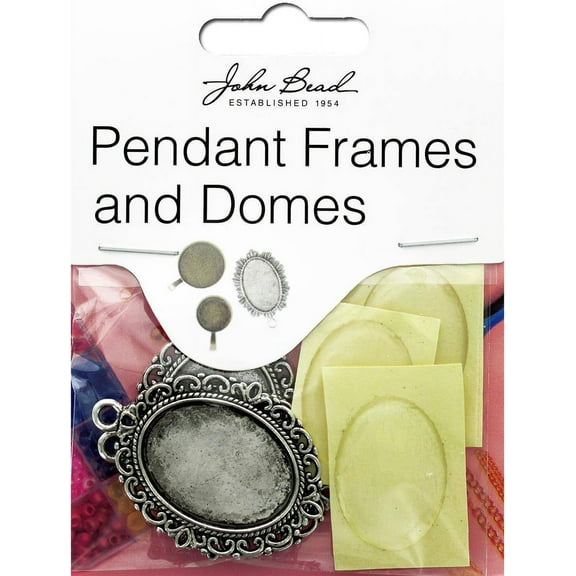 John Bead MHF Pendant Frame Oval 30x38mm ASlvr 3pc