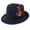 Navy blue, variant on Men Fedora Hat Wool Felt Crushable Handmade Bowknot Feather Navy blue