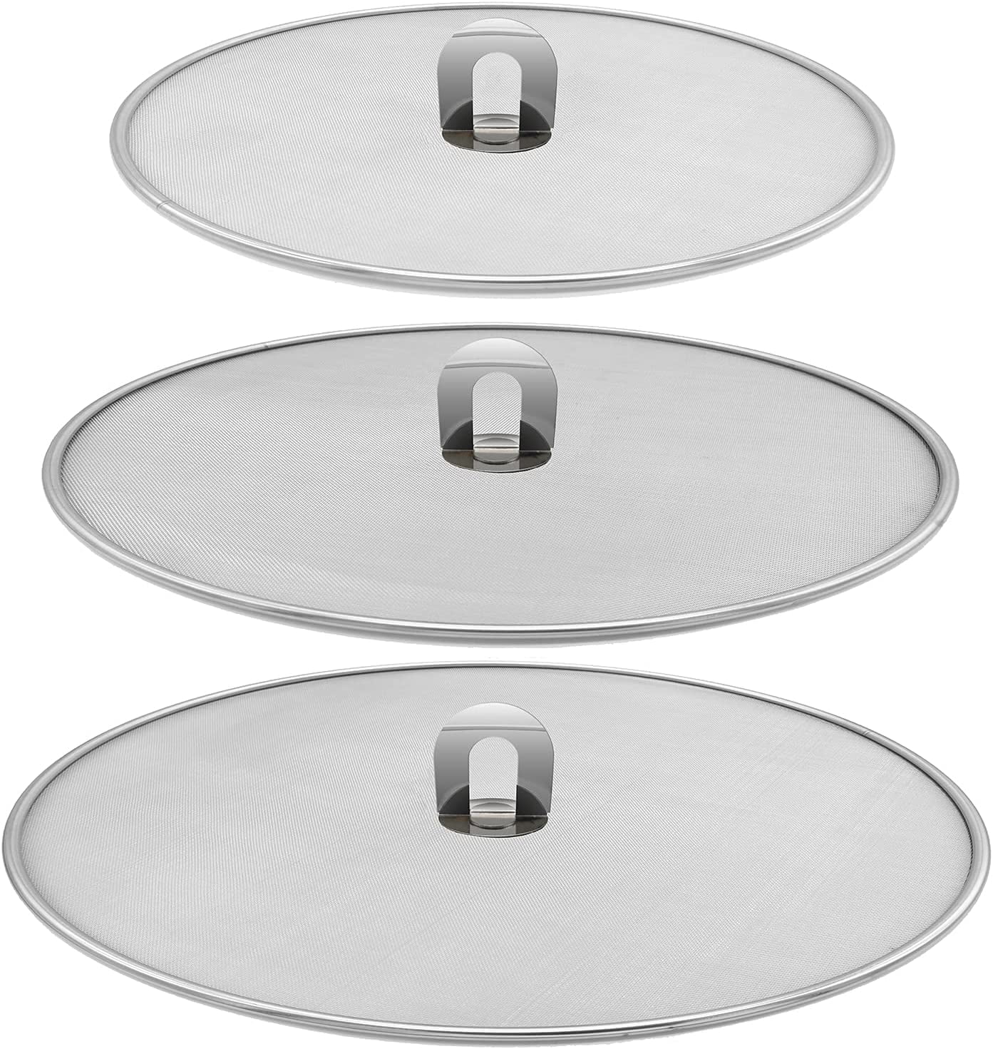 3 Pack Stainless Steel Splatter Screen, Mesh Oil Splash Guard with Fold