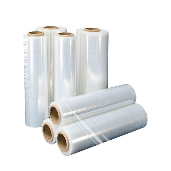 4 Rolls of Blown Hand Stretch Film 15" x 1500'. Clear Hand Stretch Wrap, 80 Gauge. Tear Resistant Residue Free Film for Moving, Shipping, Wrapping. Industrial Grade Pallet Shrink Wrap Film.