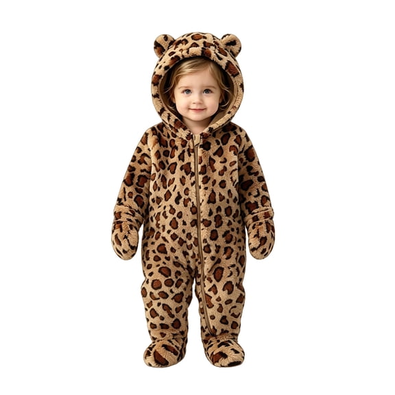 Baby Animal Onesie, Toddler Halloween Outfit,Soft Warm Fuzzy Jumpsuit, Funny Plush Romper with Bear Hood,Cute Winter Clothes