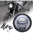 thumbnail image 1 of Faro delantero LED para motocicleta de 6,5 pulgadas con soporte para faro delantero de motocicleta, luces de conducción Halo DRL luz blanca universal 12V para Bobber Chopper Cafe Racer Retro Kuyhfg Bienvenido a Kuyhfg, 1 of 5