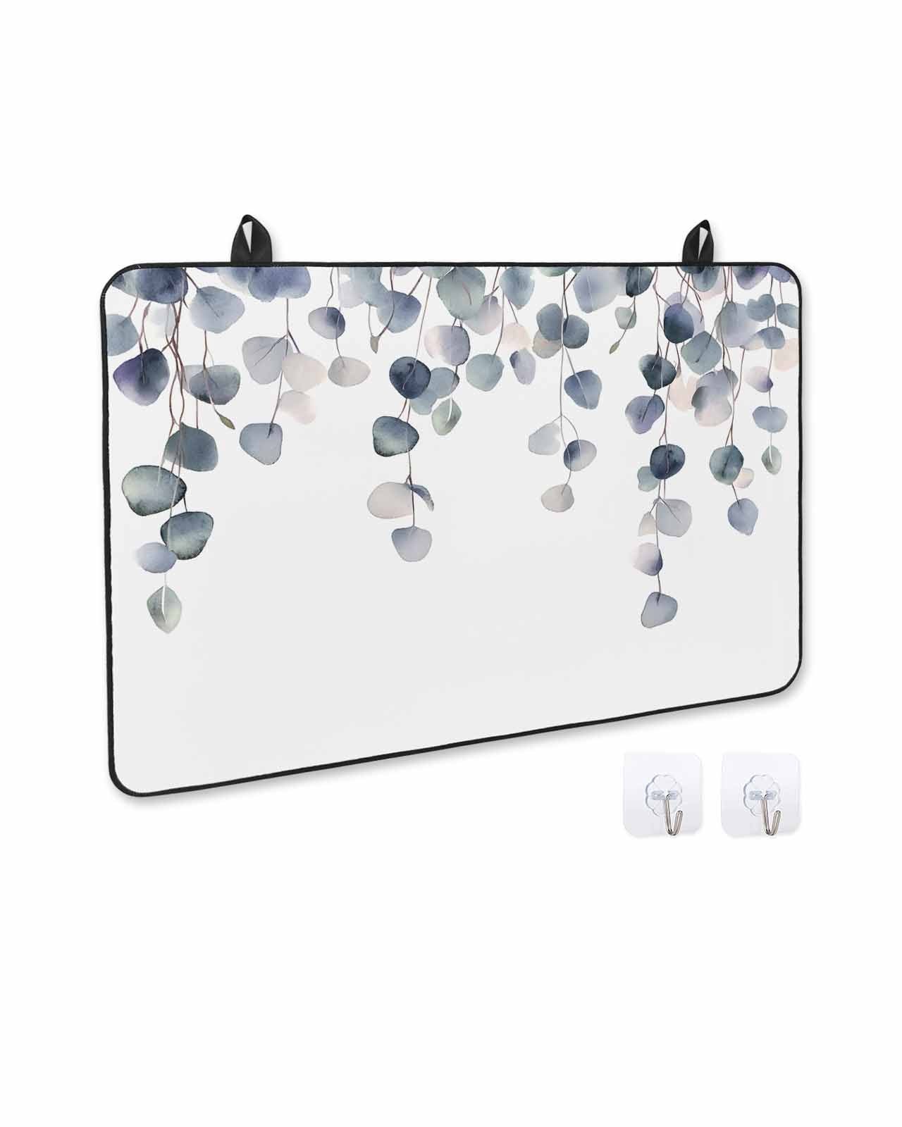 nqOlkjepod Large Induction Cooktop Protector Mat 24"x21", Watercolor Leaves Stove Top Covers for Electric Stove, Simple Rustic Spring Botanical Vines Stove Burner Cover Mats, Glass Top Stove Cover