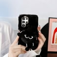 thumbnail image 2 of Nalacover Furry Plush Case for Samsung Galaxy S23 Ultra, Cute Cartoon Briquette Cold Weather Warm Fluffy Phone Case, Shockproof Shining Glitter Diamond Lens Frame Protection Cover, Black, 2 of 8
