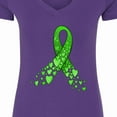thumbnail image 4 of Inktastic Mental Health Awareness Ribbon with Green Hearts Women's V-Neck T-Shirt, 4 of 5