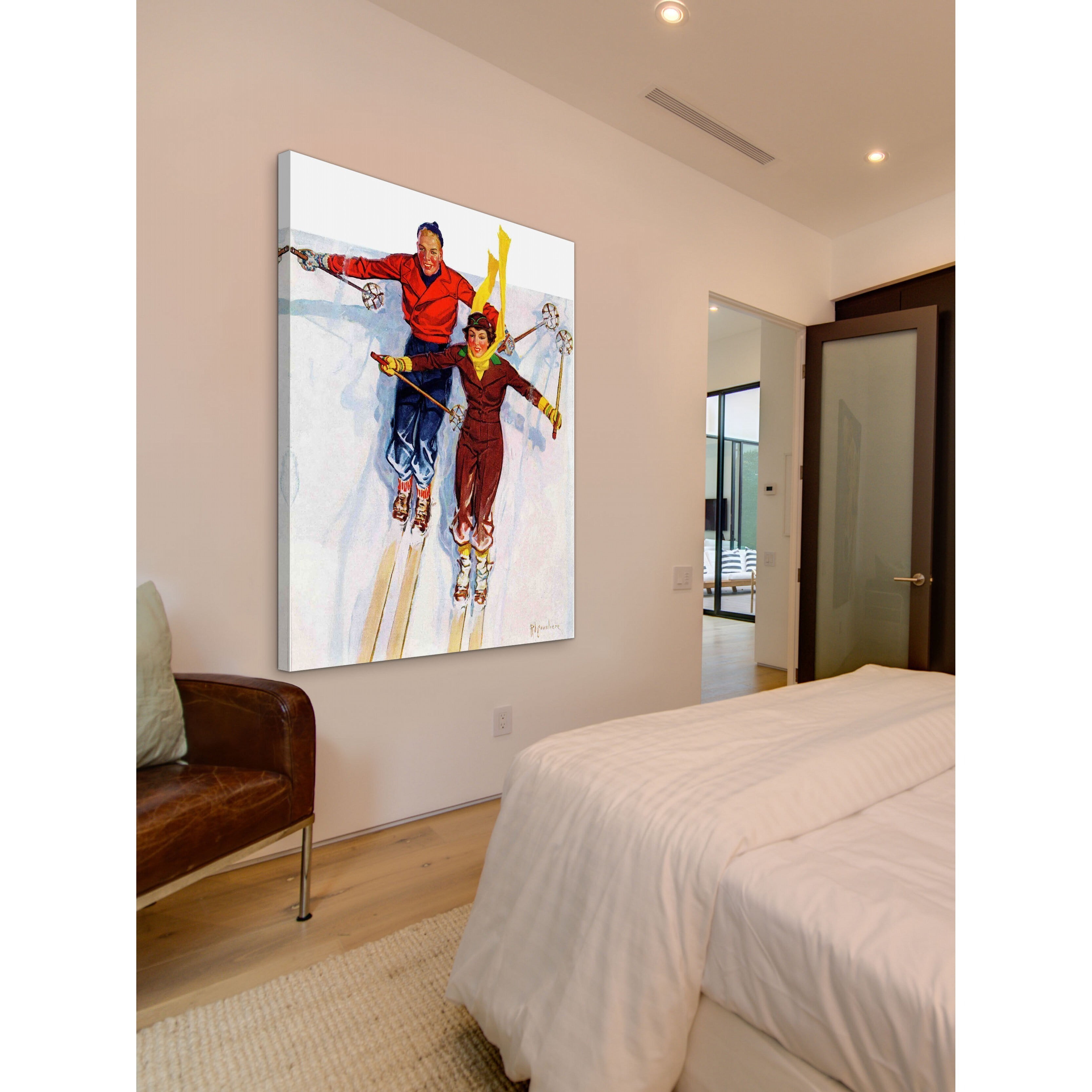 Marmont Hill Couple Downhill Skiing Print on Wrapped Canvas