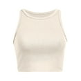 thumbnail image 4 of Gpoecd Camisoles à Col Rond pour Femmes Courtes Unies Sans Manches Blouse à Col Rond Camisole Ajustée pour Femmes Beige,P, 4 of 5