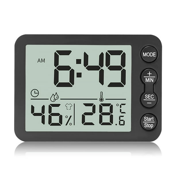 Advancent Reloj Digital de escritorio, alarma electrónica, termómetro, botón de sala de estar, funcionamiento con batería, temporizador LCD, Type6 NO6 Advancent HA009472-01B