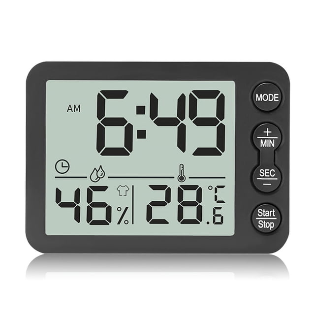 Inteprter Reloj Digital de escritorio, Sensor Dual, alarma electrónica, termómetro, botón de operación, funciona con batería, temporizador LCD, Type6 NO6 Inteprter HA009472-01B