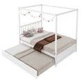 thumbnail image 2 of White Full Size Canopy Platform Bed with Twin Roller Trundle Bed, 2 of 3