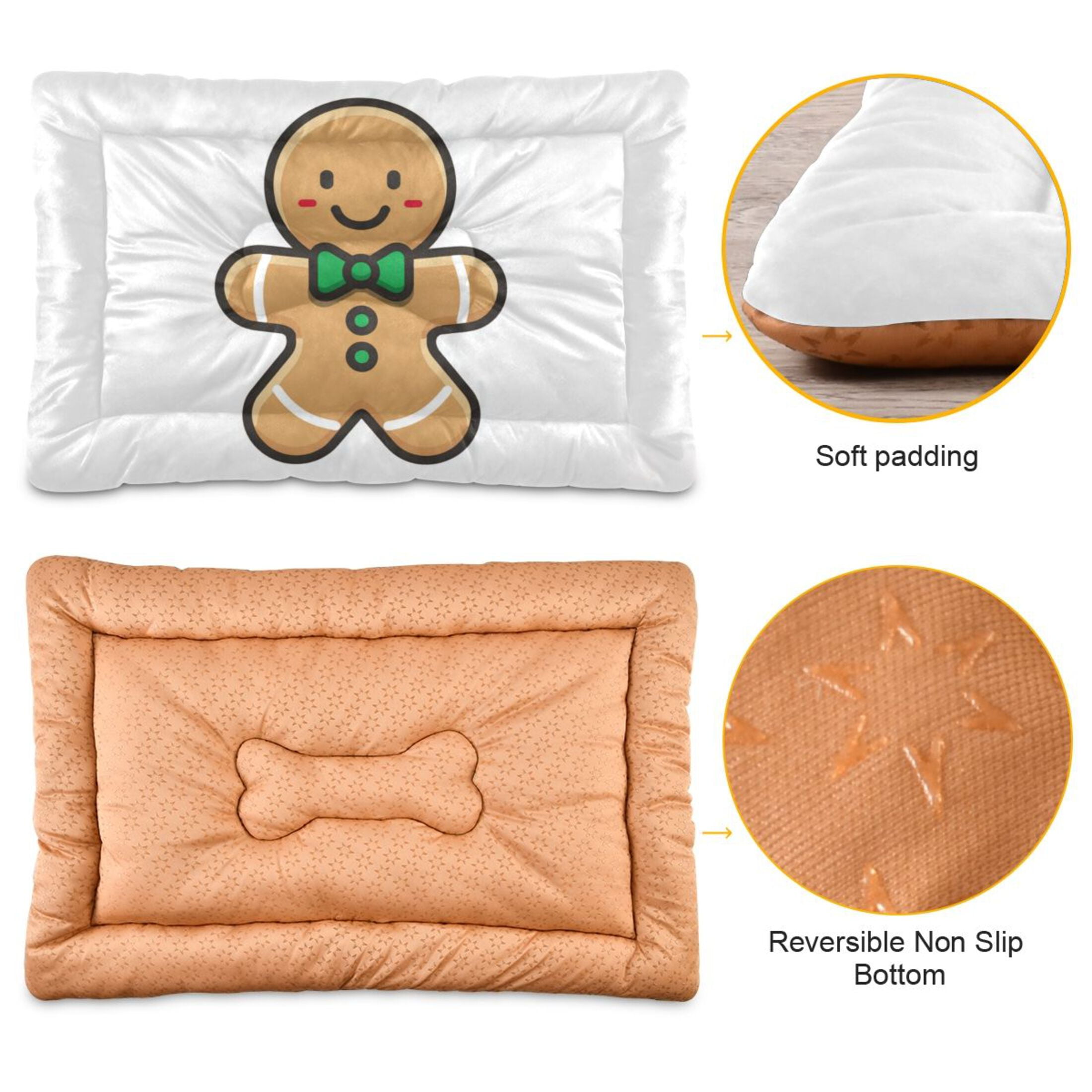 Cozy Mat Pet Bed Indoor Outdoor Warm Soft For Cat Dog Puppy(S/M) Gingerbread Man Character