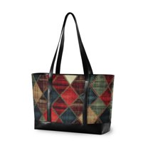 FORMRS Laptop Tote Bag for Women with 15.6" Computer Compartments Handbag, Dark Tartan Pattern