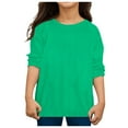 thumbnail image 3 of SonxaHe Big Girl' T Shirt Long Sleeve Solid Prints Oversized T Shirt Child Sports Comfy Casual T-Shirt Green,Sized 8-9, 3 of 3
