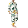 thumbnail image 2 of Sikiie Dinosaurs and Tropical Leaves Mens Pajama Set, Soft Warm Long Sleeve Sleepwear, Cozy Button-Down Pjs for Men-Large, 2 of 7