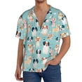 thumbnail image 1 of Xecao Colorful Dog Pattern Men's Short-Sleeve Cuban Collar Button-Down Shirt with Chest Pocket Lightweight Tropical Vacation Shirt-4X-Large, 1 of 5