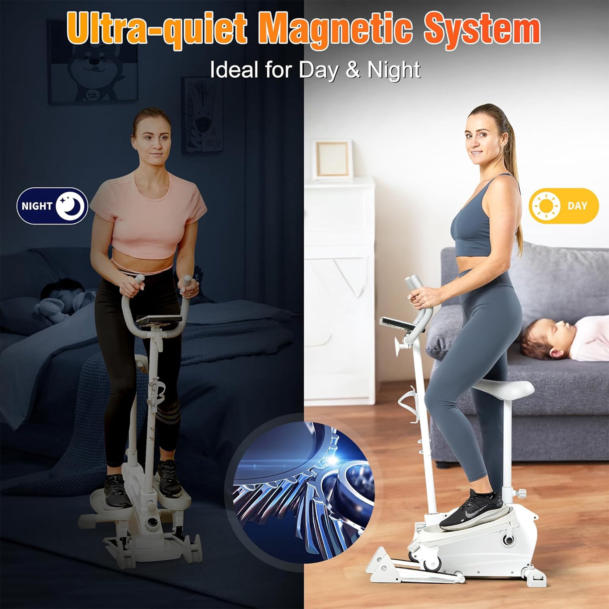 Ksports Mini Elliptical Machine with Seat, 3-Level Incline, & LED Display