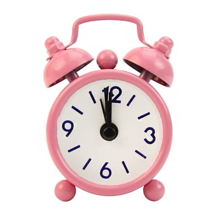 Visland Analog Alarm Clock, 1.57 inch Super Silent Non Ticking Small Clock, Battery Operated, Simply Design, for Bedroon, Bedside, Desk, (Pink)