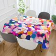 thumbnail image 2 of Yayeee Tablecloths 54" x 54" Rectangle Wrinkle Resistant Party Table Cover, Purple Colorful Circles, 2 of 8