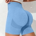 thumbnail image 2 of Womens Yoga Shorts High Waist Breathable Workout Yoga Gym Seamless Cycling Shorts Plus Size Yoga Pants Sky Blue XL, 2 of 4