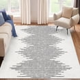 thumbnail image 2 of Hasoo Washable Bedroom Rug Geometric Striped Area Rug Soft Non Slip Low Pile Stain Resistant Carpet, Middle Stripe Beige 9' x 12', 2 of 6