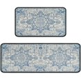 thumbnail image 3 of Kitchen Rugs Set of 2- Vintage Country Blue Boho Non-Slip Washable Floor Mats - Comfort Sink and Laundry Room Runner - Boho Kitchen Accessories and Decor 17x47.2 and 17x30 inches, 3 of 6