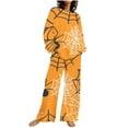 thumbnail image 2 of WXLWZYWL Fall Winter Saving Clothes for Women Women's Casual Suits Pajama Set 2PC Sleepwear Casual Halloween Spider Web Printed Long Sleeve Crew Neck Top and Pants Suit Pajama Set, 2 of 5