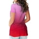 thumbnail image 4 of Camiseta de mujer con cuello en V, manga corta, gradiente superior, camiseta informal, rojo, L Sweethay  AP001652-13, 4 of 5