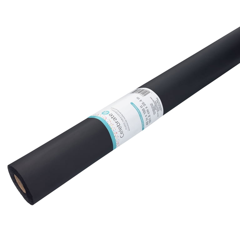 Celebrate It Black Plastic Table Cover Roll, 40" x 100ft, 12-Pack photo 2