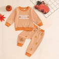 thumbnail image 2 of mgoYE Fall Winter Toddler Baby Girl Halloween Clothes Cute Print Ruffle Shirt Top Pants Set 2 Piece Newborn Infant Girl Outfit|Orange,2-3 Years, 2 of 8