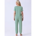 thumbnail image 3 of DARING DIVA Women's Soft Short Sleeve Shirt Long Pant Pajamas Sets M Green, 3 of 6