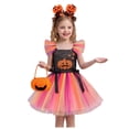 thumbnail image 3 of NIEWTR Kids Girls Halloween Pumpkin Dress Costume For Girls Tutu Dresses With Headband Cosplay Fancy Outfits, 3 of 9