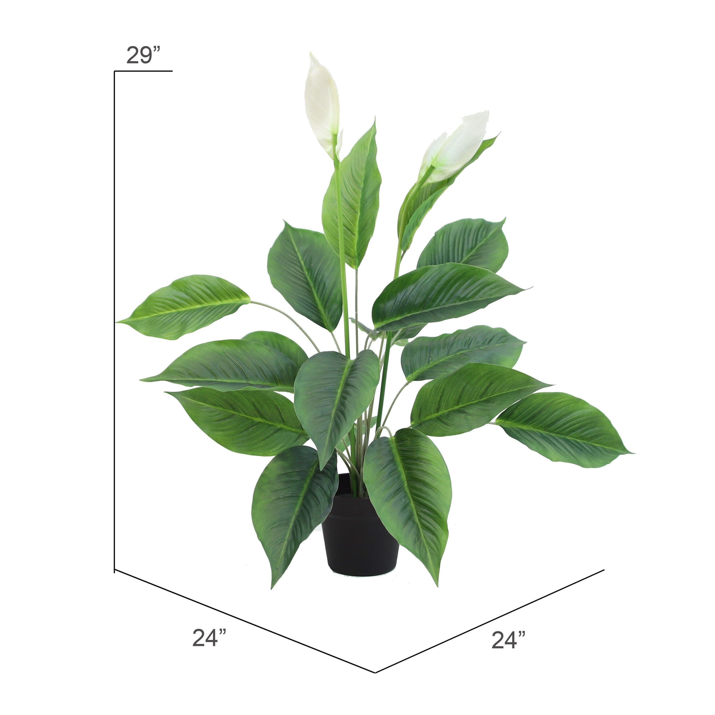 The Mod Greenhouse 29" Artificial Green Spathiphyllum Plant in a Black Matte Planter Pot