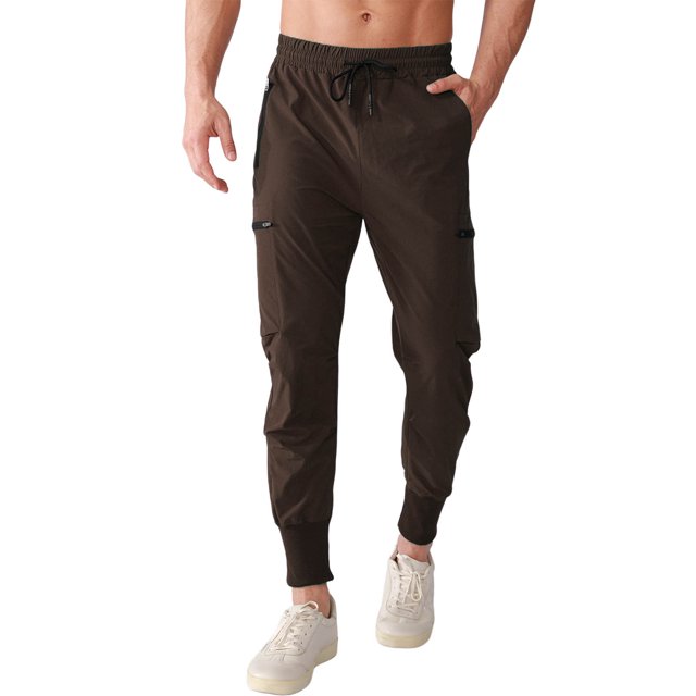 Zszcpp High Waisted Pants Mens Pocket Stretch Woven Running Training Leg Cinching Drawstring Work Sports Trousers Casual Trouser