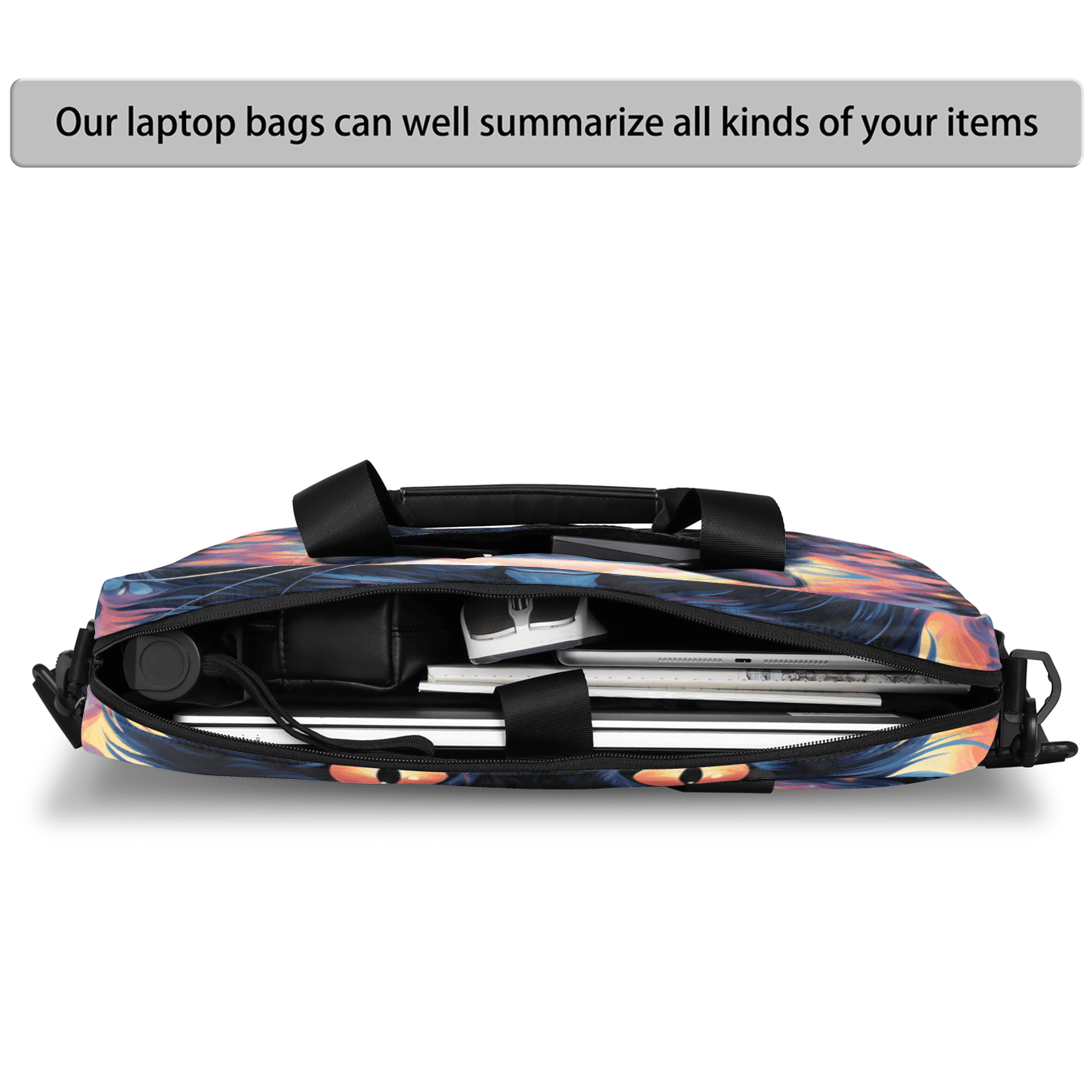 Herdesigns Boho Cat Laptop Bag for Women Men, Computer Case Briefcase Messenger Bags, 15-15.6 inch Laptop Sleeve Shoulder Bag