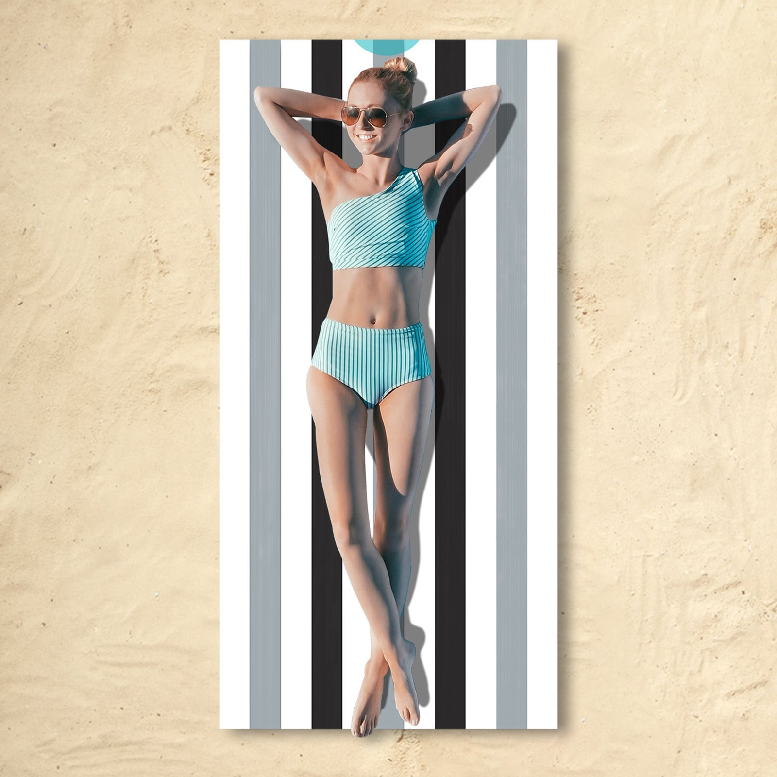 Large Oversized Beach Towel - Big Cotton 35 x 70 Inch Striped Pool Towel, Large Cabana Soft Swimming Towel for Adult Men Women,Chiffon (Grey)