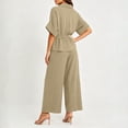 thumbnail image 6 of IUYRTFE Women Short Sleeve Button Down Shirt and Wide Leg Pants Set with Pockets Casual 2 Piece Outfit, 6 of 7