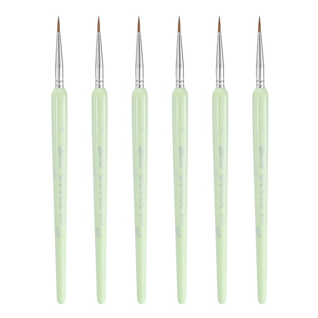 Uxcell 6 piezas de pinceles de detalle de pintura de 10 mm, pincel miniatura para pintura en acuarela y acrílico (1#), verde